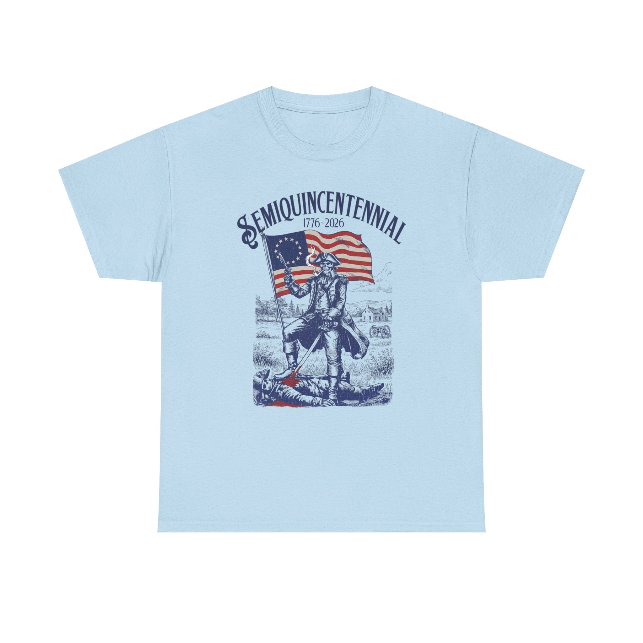 Semiquincentennial 1776–2026 T-Shirt — Vintage Revolutionary War Flag Design Colonial Pipe - Image 2